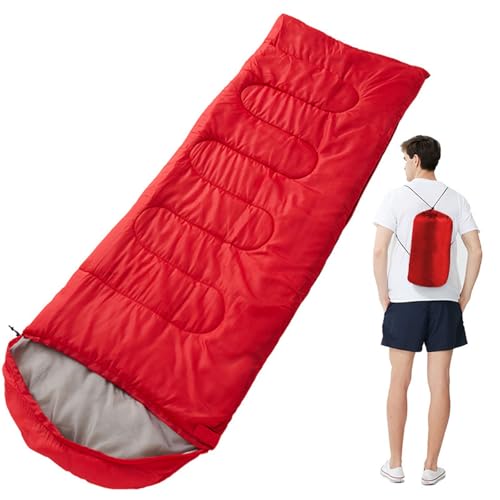 Thermo-Schlafsäcke für Erwachsene, ultraleicht, Rucksackreisen, kaltes Wetter, Schlafsack, 3 Jahreszeiten, für Wandern, Camping, Rot, 0,95 kg von Generisch