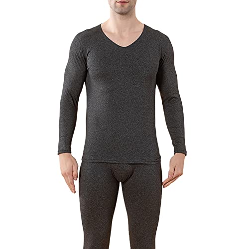 Thermo Unterwäsche Set Herren Sport Verdickte Tops Stretch Basic Oberteile Fitted Elegant Pullover Thermo Rundhalsausschnitt Fleecepullover Gepolstertes Thermoshirt Casual Unterhemd Set von Generisch