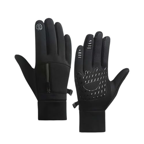 Thermohandschuhe für Herren und Damen, winddichte Winterhandschuhe, rutschfest, warme Schneehandschuhe, Laufhandschuhe zum Autofahren, Reiten, Radfahren, Wandern, Spazierengehen (Schwarz, L) von Generisch