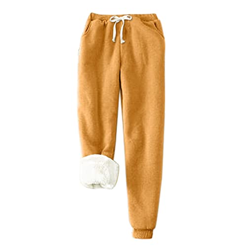 Thermohosen Damen, Jogginghose Warm Warme Jogginghose Damen Gefütterte Fleecehose Laufhose Verdickte Freizeithose Mit Kordelzug Sherpa-Innenfutter Sweathose von Generisch