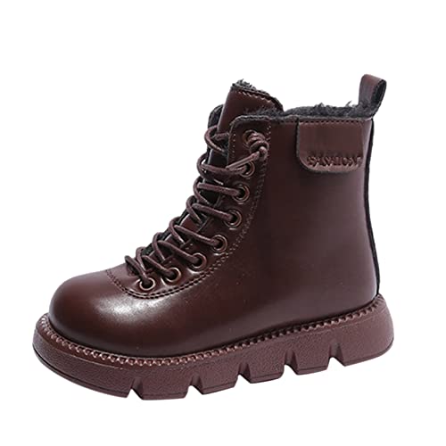 Thermostiefel Kinder Winter Isolierung Gefüttert Lederstiefel Plus rutschfest Baumwollstiefel Einfarbig Winter Babyschuhe Atmungsaktiv Mädchen Trekkingschuhe Kinder Kurze Ankle Boots Stiefel von Generisch