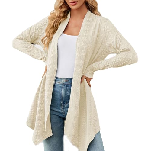 Trachten Strickjacke Damen, Strickjacke Damen Mit Knöpfen Cardigan - Feinstrickjacke Casual Langarmshirt Grobstrick Damenstrickjacke Winter Dünner Strickcardigan Leichte Lang Taschen Und Long Elegant von Generisch