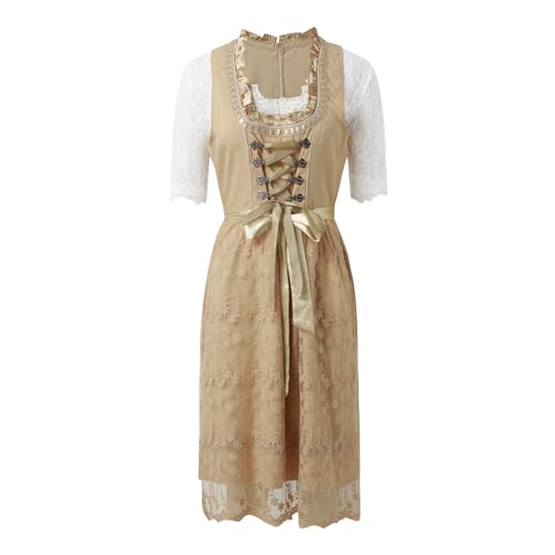 Trachtenkleid Damen, Trachtenkleid Damen Lang Dirndl - Midi Outfit Trachtenmode Kostüm Dirndlkleid Kleid Für Oktoberfest Vintage, Besondere Anlässe von Generisch