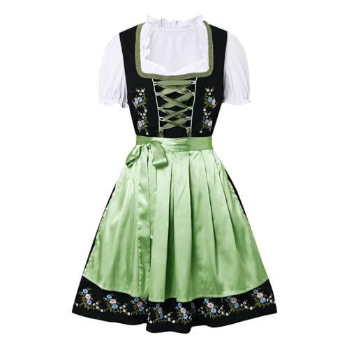 Trachtenrock Damen, Dirndl Damen Hochgeschlossen Dirndlkleid - Spitzenschürze Trachten Trachtenkleid Lang Dress Knielang Trachtenmode Für Oktoberfest Mit von Generisch