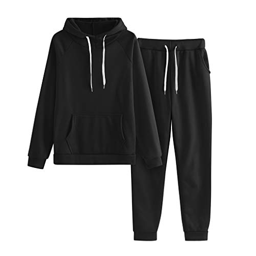 Tracksuit Damen Baggy Set Baumwolle Activewear Homewear Fitness Kurzgröße Komplett 2 Teiler Trainingsanzug Joginanzuge Elegant Locker Große Größen XL Damen-Jogginganzüge Jogginganzug von Generisch