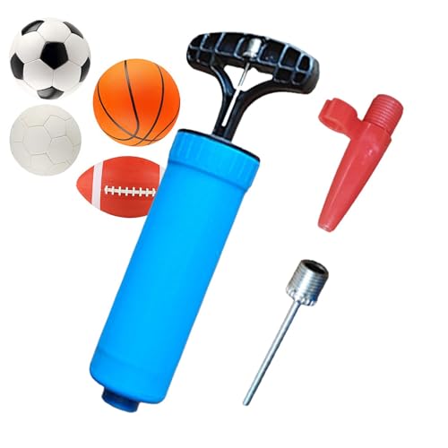 Tragbare Ball-Luftpumpe, tragbares Fußball-Basketball-Pumpen-Set mit Nadel, Düse, kleine Handpumpe, modische verschleißfeste Handpumpe, manuelle Luftpumpe für Fußball, Basketball von Generisch