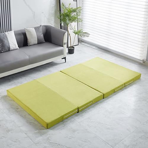 Tragbare Klappmatratze für Camping, Wohnwagen und Reisen, Doppelbett-Matte mit waschbarem Bezug, Bodenmatratzenauflage für Gäste, platzsparendes Bett in einer Box, 200 x 70 x 5 cm (grün) von Generisch