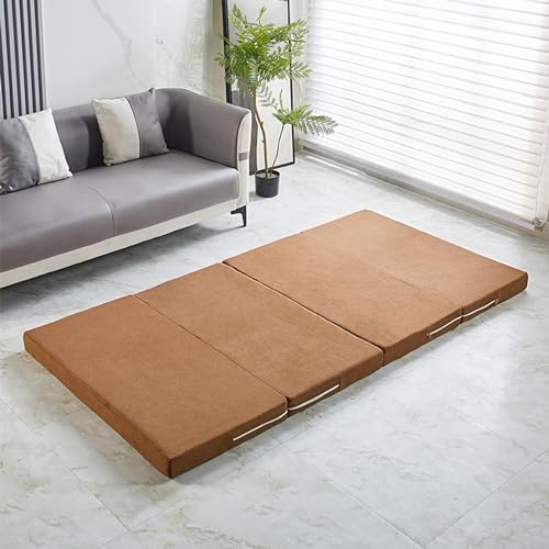 Tragbare Klappmatratze für Camping und Reisen, Doppelgröße mit waschbarem Bezug, Bodenmattenauflage für Gästebett, platzsparendes Bett in einer Box (Orange, 200 x 100 x 5 cm) von Generisch