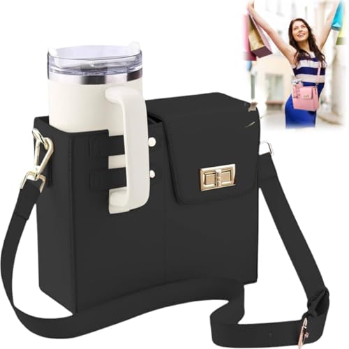 Tragbare Umhängetasche für den Außenbereich, Wasserflaschen-Tragetasche mit Aufbewahrungstasche für Damen, Crossbody-Becherhalter-Tasche, Crossbody-Tassen-Aufbewahrungstasche für die meisten von Generisch