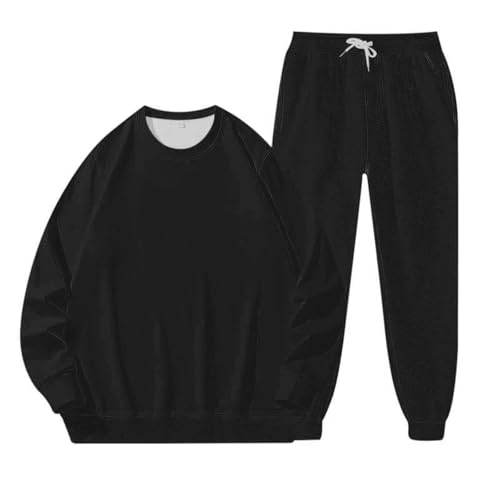 Trainingsanzug Damen Pullover Trainingsanzug Damen Damen JogginganzugDamen-Anzug, einfarbig, lässig, Herbst und Winter, Lange Hose, langärmelig, Winter-Rundhalsausschnitt Dunkelgrau S von Generisch