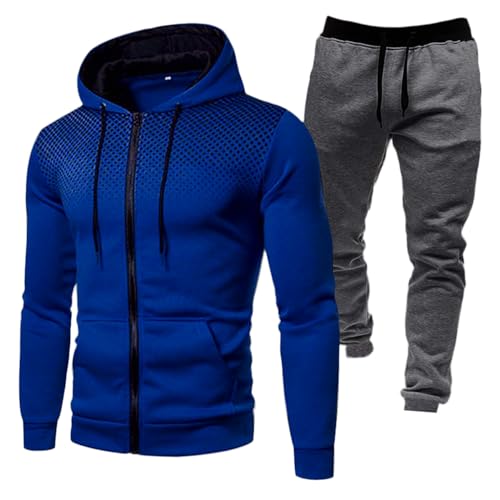 Trainingsanzug Herren Baumwolle, Sportanzug Herren Hausanzug Tracksuit - 2-Teilig Jogger Trainingsjacke Mit Taschen Set Langarm Baumwolle Fitness Kapuzenjacke Jogginghose Jogginganzug von Generisch