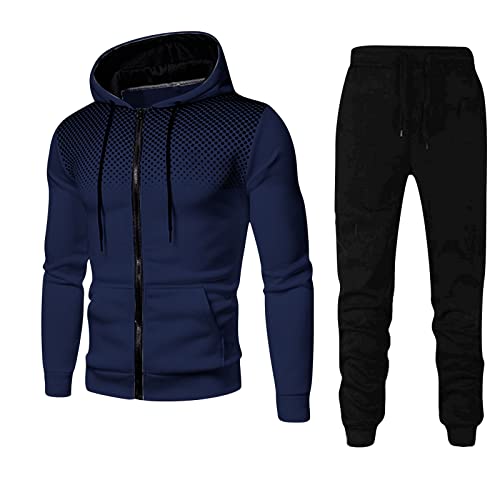 Trainingsanzug Overall Herren Jogginganzug Baumwolle Suit Sport Hausanzug Jogging Traningsanzuganzug Sportkleidung Komplett Warm Jogginghose Hoodie Reißverschluss Baggy Jogger von Generisch