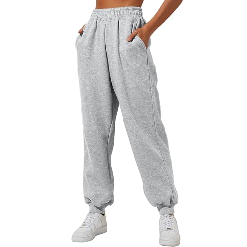 Trainingshose Damen, Damen Jogginghose Baumwolle Lang, Sweathose Hip Hop Yoga Hosen Mit Taschen Sporthose Weites Bein Yogahose High Waist Joggpants Trainingshose Lounge Pants Jogger von Generisch