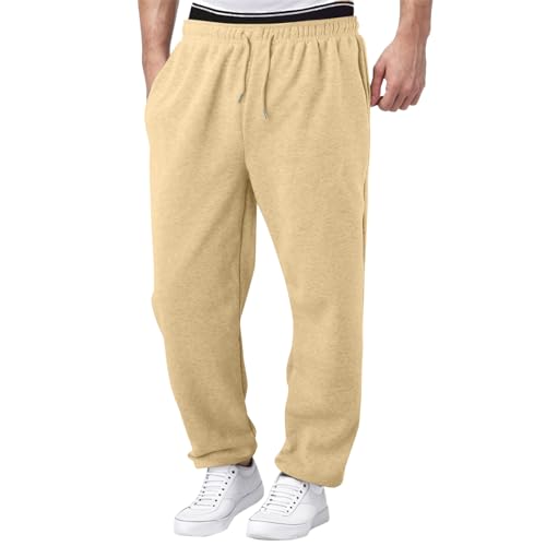 Trainingshose Männer Baggy Jogginghose - Baumwolle Outdoor Sweatpants Regular Fit Sommer Hausanzug Sport Activewear Weites Bein Sporthose Sweat Pants Sweathose Mit Taschen Große Größen Trackpants von Generisch