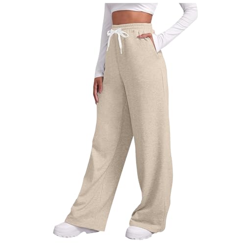 Trekkinghose Damen, Jogginghose Damen Lang Freizeithose - Outdoorhose Wide Leg Hosen Weite Sporthose Baggy Trainingshose Baumwolle Bequeme Track Pants Fitness High Waist Laufhosen von Generisch