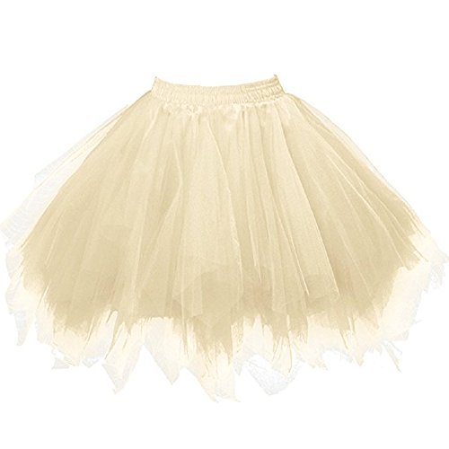 Tüllrock Gold Gelber Tüllrock Damen, Tüllrock Damen Tütü Rock 50Er Ballett Unterrock Elastische Hohe Taille Ballettrock Petticoat Tanzkleid Karneval Kostüm M-XXL von Generisch