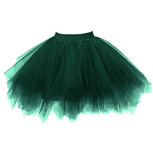 Tüllrock Grün Damen Elfen Kostüm Tinkerbell, Damen Tüllrock 50er Rock Retro Ballet Tanzrock Kurz Ballett Tütü Rockabilly Petticoat Firt Tulle Ballkleid Zubehör Fasching Underskirt von Generisch