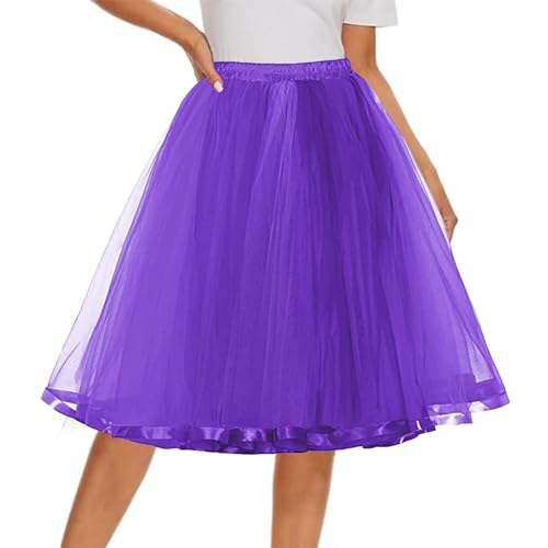 Tüllrock Lila，Tutu Rock Damen Kurz 50Er Tüllrock - Karneval Hohe Taille Damenrock Reifrock Ballet Tanzkleid Tütü Rockabilly Petticoat Partykleid，Rapunzel Rock von Generisch