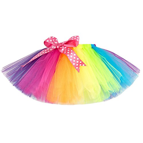 Tüllrock Pastell Kinder, Bunter Rock Mädchen Karneval Kostüm Kleinkind Multicolor Tüllrock Kinder - Tutu Bunt Tulle Ballett Tütü Prinzessin Ballettrock Pettiskirt von Generisch