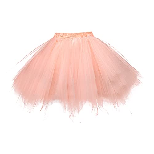 Tütü Damen, Petticoat Weiß, Tüllrock Karneval Petticoat Ballettrock Damen Kostüm Tutu Tütü 50Er Rockabilly Karnevalskostüme Partykleid Minirock Rock Orange von Generisch