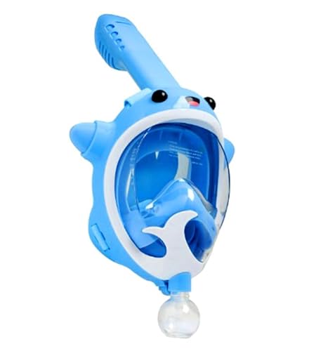 TureMond Schnorchelmaske Tauchmaske für Kinder | Anti-Leck & Anti-Beschlag Schnorchel Vollgesichtsmaske | CO2-sicher | 3-8 Jahre | Blau (Mit Spray, 1, Stück) von Generisch