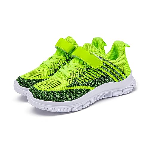 Turnschuhe Jungen Sportschuhe Kinder Turnschuhe Leicht Mesh Straßenlaufschuhe Atmungsaktiv Laufschuhe Klettverschluss rutschfest Hallenschuhe Flach Dicker Boden Modische Sneaker Grün 29 von Generisch