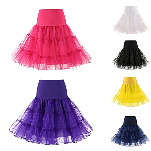 Tutu Damen Gelber Tüllrock, Damen Tüllrock Karneval Kostüm Faltenrock 50Er Midi Petticoat Reifrock Tanzrock Unterrock Tutu Rock Underskirt Crinoline Für Rockabilly Swing Kleid von Generisch