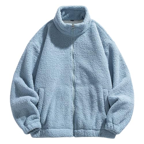 Übergangsjacke Herren Sherpa Hoodie Outdoor Warme Winter Sweatjacke Wintermantel Fleece Outdoorjacke Sportjacke Fleecepullover Mit Reißverschluss Blau 4XL von Generisch