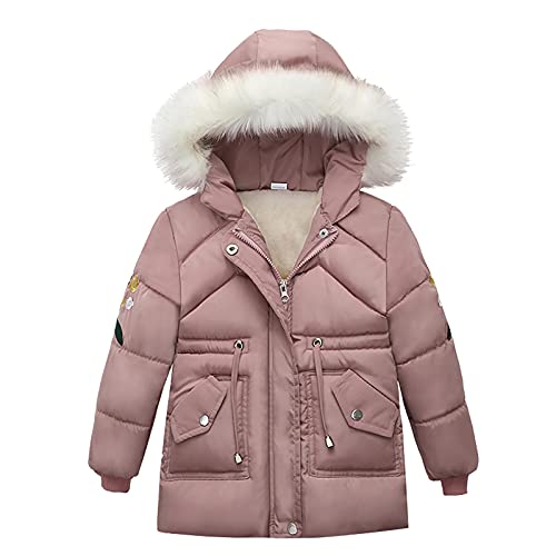 Übergangsjacke Mädchen Winter Verdickte Daunenjacke Winddicht Jacke Leichte Übergangsjacke Kinderjacken Winterjacke Mit Kapuze Jacken Rosa 120 von Generisch