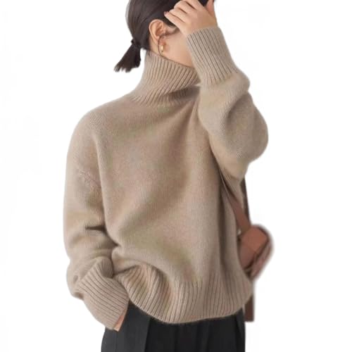 Übergroßer Rollkragenpullover für Damen, gemütlich, weich, übergroßes Oberteil, lockerer Pullover, lässiges Oberteil von Generisch