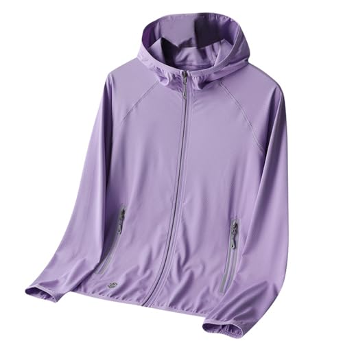 UV Schutzkleidung Damen Ice Silk Atmungsaktive Leichte Sport Jacke Sonnenschutz Hoodie Full Zip Laufshirt Langarm Sun Shirt Sportshirt Für Running Wandern Outdoor Surfen Mit Taschen Lila XL UV Schutzkleidung Damen Ice Silk Atmungsaktive Leichte Sport Jacke Sonnenschutz Hoodie Full Zip Laufshirt Langarm Sun Shirt Sportshirt Für Running Wandern Outdoor Surfen Mit Taschen Lila XL von Generisch