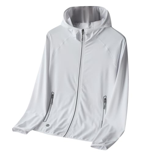 UV Schutzkleidung Damen Ice Silk Atmungsaktive Leichte Sport Jacke Sonnenschutz Hoodie Full Zip Laufshirt Langarm Sun Shirt Sportshirt Für Running Wandern Outdoor Surfen Mit Taschen Weiß 3XL UV Schutzkleidung Damen Ice Silk Atmungsaktive Leichte Sport Jacke Sonnenschutz Hoodie Full Zip Laufshirt Langarm Sun Shirt Sportshirt Für Running Wandern Outdoor Surfen Mit Taschen Weiß 3XL von Generisch