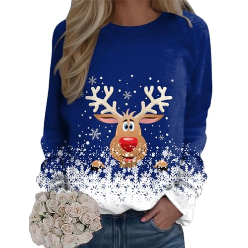 Ugly Christmas Sweater Damen, B Ware Rückläufer, Christmas Sweater Weihnachtspulli Damen Sweatshirt Weihnachtspullover Lustig Oversize Ugly Lang Weihnachts Pulli Shirt Langarm von Generisch