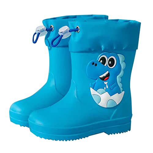 Unisex Gummistiefel Kinder wasserdichte Gefüttert Halbhoch Regenstiefel Regenschuhe mit Kordelzug Cartoon rutschfest Regen Stiefeletten Leicht Outdoor Kinderstiefel für Jungen und Mädchen von Generisch