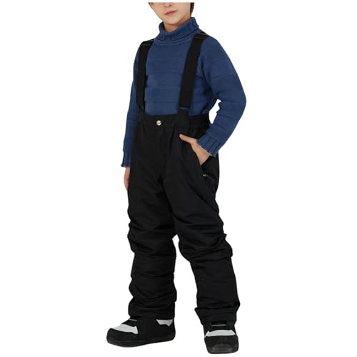 Unisex Kinder Schneehose Jungen Mädchen Skihose Snowboardhose Winter Winddicht Wasserdicht Schneehosen Thermohose Outdoorhose Mit Verstellbare Träger Schwarz 11 von Generisch