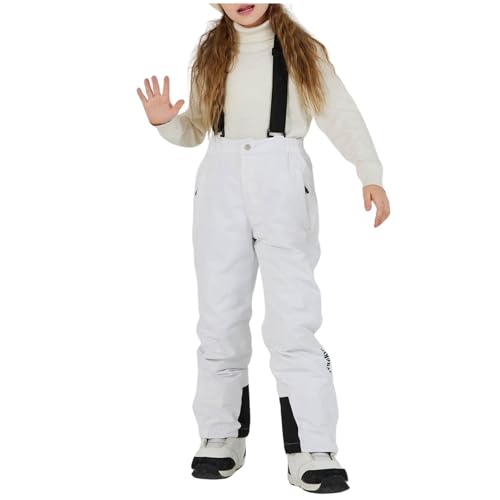 Unisex Kinder Schneehose Jungen Mädchen Skihose Snowboardhose Winter Winddicht Wasserdicht Schneehosen Thermohose Outdoorhose Mit Verstellbare Träger Weiß 13 von Generisch