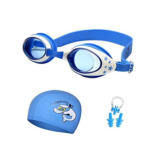 Unisex-Kinder-Schwimmbrille für Jungen und Mädchen, Schwimmbrille für Pool, Strand, mit Badekappe, Nasenklammer, Ohrstöpsel von Generisch