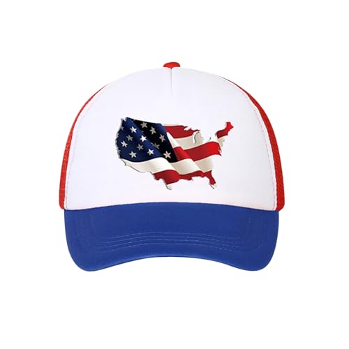 Unisex-Mützen mit Pferdeschwanz, Baseballkappe, verstellbar, für Radfahren, Angeln, Sport, Laufen, Mütze, Visier, Unabhängigkeitstag, Flagge, Trucker-Cap, Schwamm-Baseballkappe, (Blue, A) von Generisch