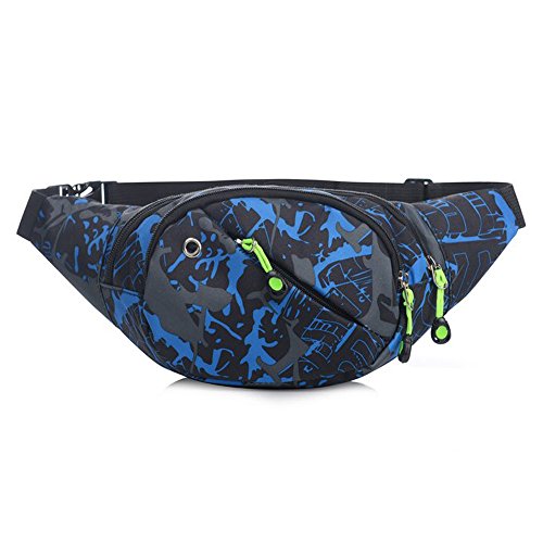 Unisex Outdoor Sports Casual Camo Waist Pack Radfahren Sport Gürteltasche Kompressionsshorts für Frauen Hohe Taille (Blau, Einheitsgröße) von Generisch