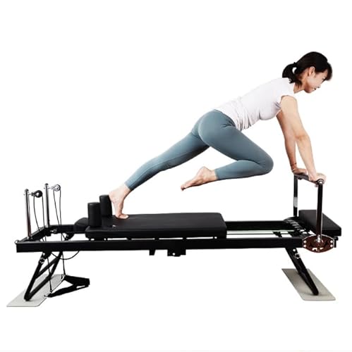 Verstellbare 5 elastische Latexseile Pilates Reformer Maschine für Heimtraining – faltbare Pilates-Ausrüstung, Pilates-Yoga-Bett für Benutzer bis zu 120 kg von Generisch