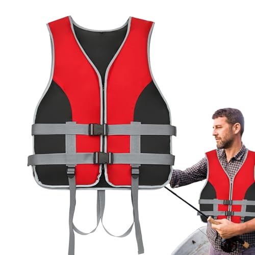 Verstellbare Sicherheitsjacke für Herren, Schwimmjacke für Erwachsene, Damen-Schwimmweste mit Rettungsschwimmerpfeife, Schwimmweste für Erwachsene mit Auftrieb zum Wasserskifahren, Surfen, Segeln, Wak von Generisch