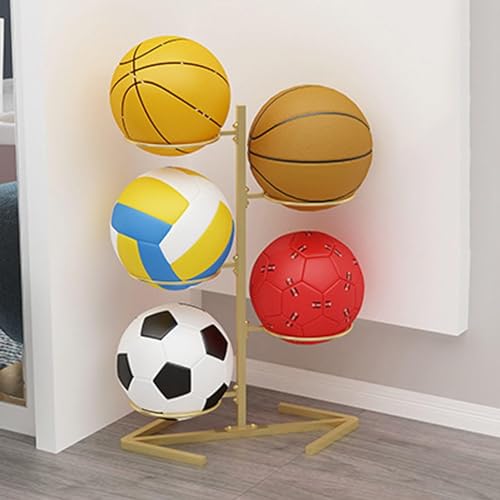 Vertikaler Basketballhalter – abnehmbarer Garagen-Organizer für den Innenbereich – perfekte Aufbewahrungslösung – abnehmbarer Ständer für einfache Lagerung (Farbe: Gold, Größe: 5 Etagen) von Generisch