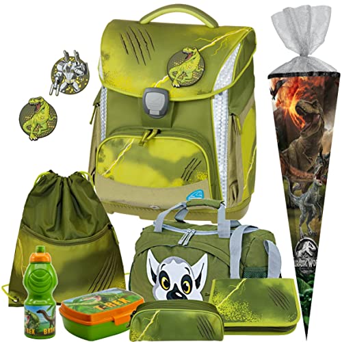 WILD - Dino - T-Rex - Schneiders TOOLBAG Plus mit LED-LEUCHTSYSTEM und PATCHIES - Schulranzen-Set 8tlg. mit Sporttasche, BROTDOSE und TRINKFLASCHE - SCHULTÜTE GRATIS DAZU WILD - Dino - T-Rex - Schneiders TOOLBAG Plus mit LED-LEUCHTSYSTEM und PATCHIES - Schulranzen-Set 8tlg. mit Sporttasche, BROTDOSE und TRINKFLASCHE - SCHULTÜTE GRATIS DAZU von Generisch