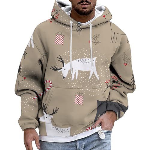 Warehouse Deal, Weihnachtshoodie Herren Ugly Lustig Hoodie Weihnachten - Sweatshirts 3d Druck Weihnachtspullis Rundhals Pulli Hässlich Unisex Kapuzenpullover Langarm Sweatshirt Kapuzenjacke Mit Tasche von Generisch