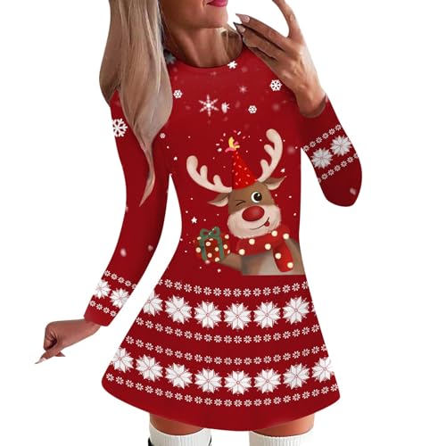 Warehouse Deal Retourenware, Weihnachtskleid Damen Festival Schöne Kleider Winter Weihnachtspullover Weihnachtskostüm Cartoon Weihnachtspyjama Sexy Christmas Dress Lustig Weihnachtsoutfit von Generisch