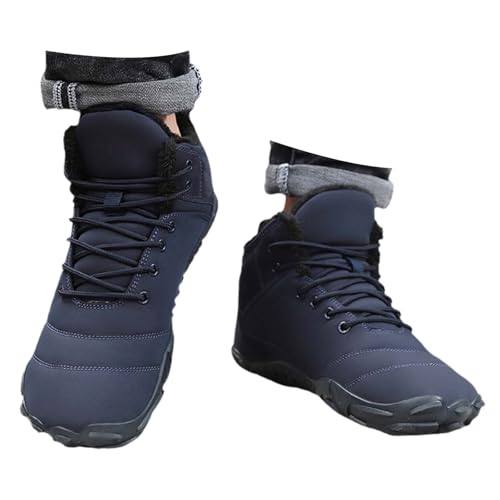 Warehouse Deals Angebote,Winter BarfußSchuhe Winterstiefel Herren Damen Winterschuhe Warm Wasserdicht Schneestiefel GefüTtert Winter rutschfeste Barfuss Schuhe Unisex 004 Dunkelblau,46 von Generisch