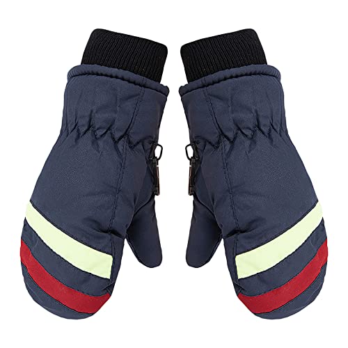 Warme Handschuhe Sportfäustlinge Winter Schnee Outdoor wasserdichte Handschuhe Ski Kinderisolierung Fahrradbekleidung Klamotten (Navy, One Size) von Generisch