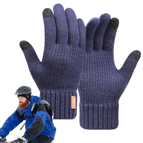 Warme Handschuhe für Herren, gestrickte Winterhandschuhe, Touchscreen-Doppelschicht-Fahrradhandschuhe, Thermohandschuhe für kaltes Wetter, vielseitig einsetzbar zum Radfahren, Laufen, Autofahren von Generisch