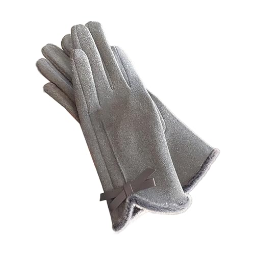 Warme Winter-Fahrradhandschuhe für Damen, samtverdickt, kalt und Winddicht Handschuhe Damen Alpaka (Grey, One Size) von Generisch