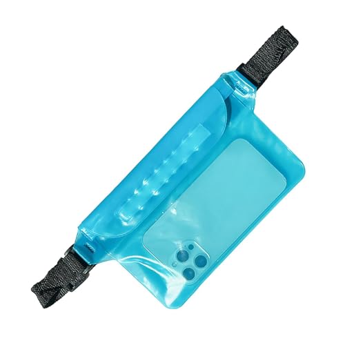 Wasserdichte Tasche mit Hüftgurt – Handy-Gürteltasche für Strandzubehör – hohe Kapazität, 3-lagige wasserdichte Tasche für Schwimmen, Bootfahren, blau, Refer to description, Unisex von Generisch